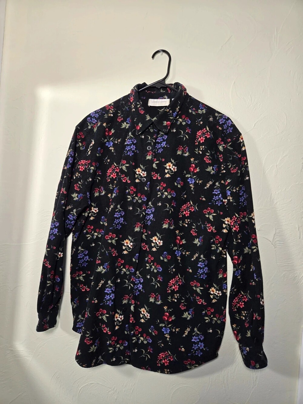 Lemon Grass Vintage Floral Corduroy Button-Down Shirt